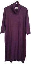 V. by Vanessa Williams Women's XL Plum 3/4 Sleeve Turtleneck Sweater Dress