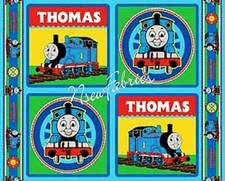 Thomas the Tank Engine Train Cotton Fabric Quilt Pillow Squares Panel Boutique