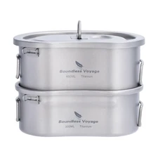 Boundless Voyage Titanium Camping Pots Set with Hanging Ring Ultralight Porta...