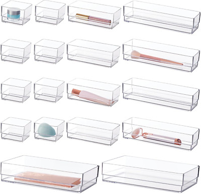 Simplesort 18-Piece Stackable Clear Drawer Organizer Set | Multi-Size Trays |...