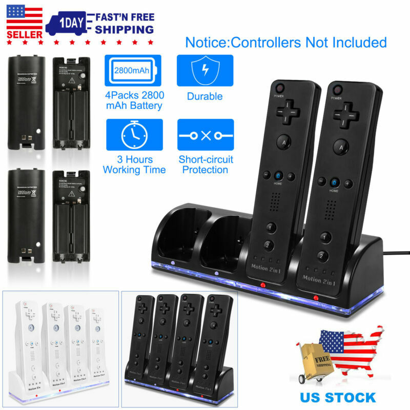 Rechargeable Batteries Pack + Charger Dock For Nintendo Wii Remote Controller-image
