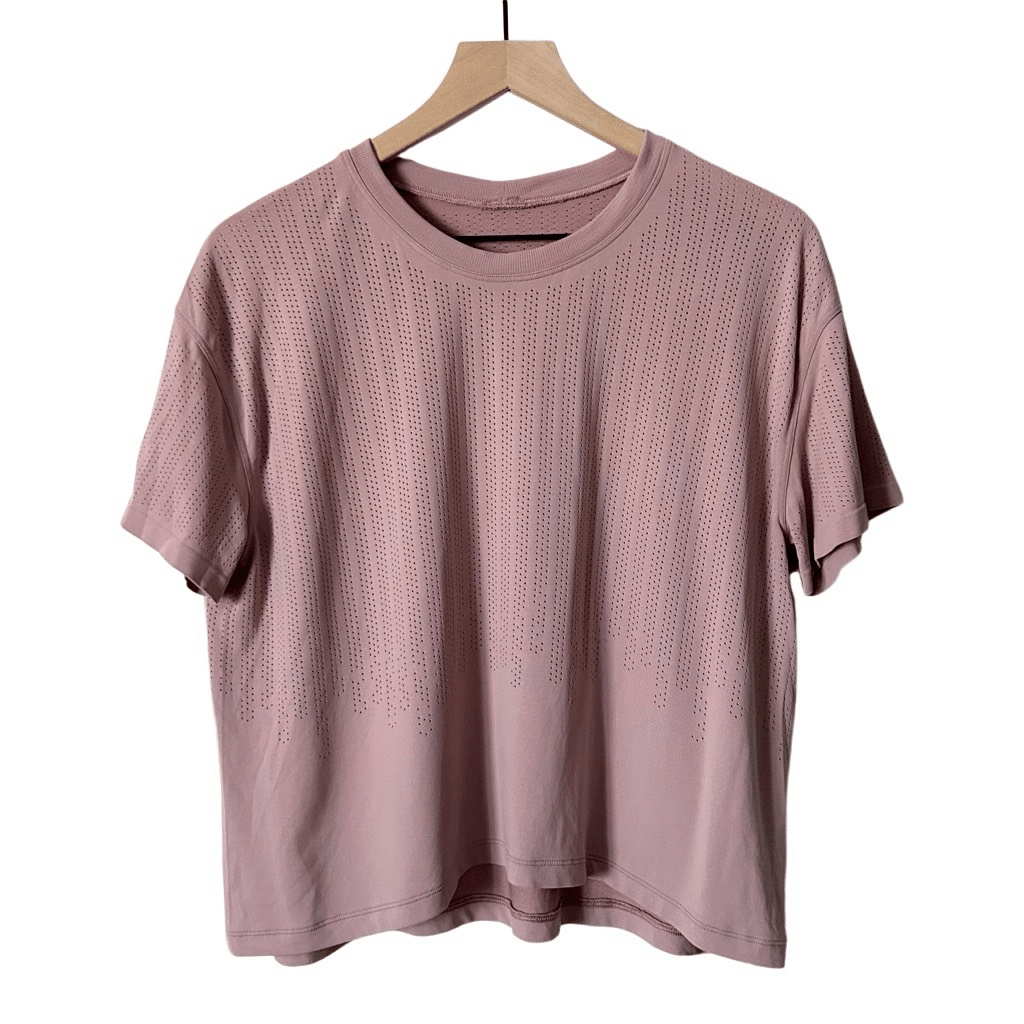 Lululemon Train to Be Short Sleeve Pink Taupe Size 12 athletic yoga workout