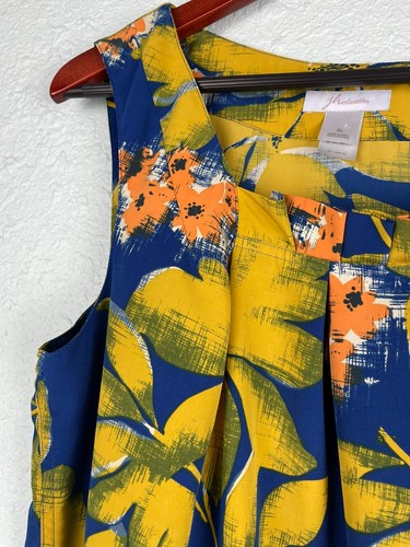 JH Collectibles Sleeveless Blouse Blue Yellow Floral Print Women's Size XL - Picture 17 of 17