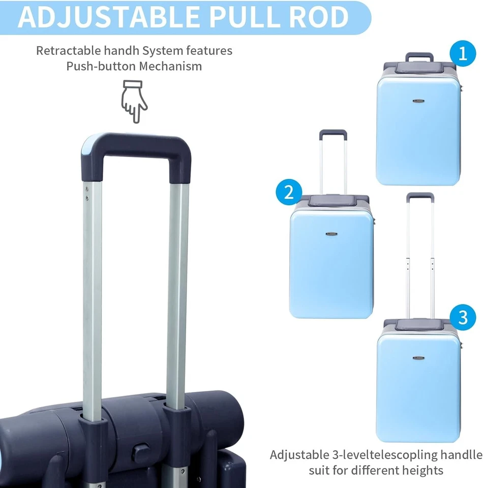 20 英寸可扩展行李箱带万向轮,大型行李箱带儿童座椅 — 第 4/4 张图片