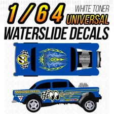 1/64 MOONEYES GASSER LINES Custom White Toner WaterSlide Decal for Hot14