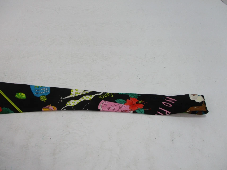 Corbata Nicole Miller Happy Hour Bebidas Para Hombre Negra Playa Flores Seda Rosa Foto 3 de 4