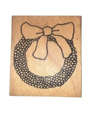 Memory Box Wreath with a Bow Wooden Rubber Stamp