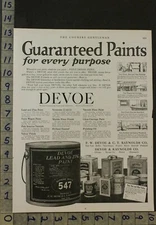 1916 DEVOE PAINT RAYNOLDS HOUSE INTERIOR EXTERIOR VARNISH HOME DECOR AD 25335***