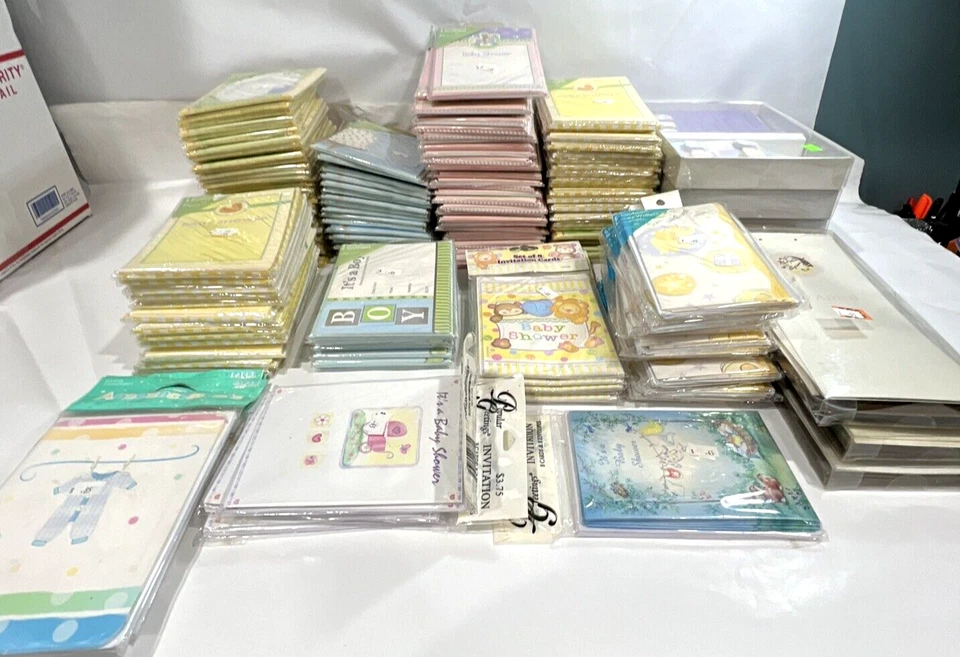 Baby Shower & Baby Arrival Invitations Cards Large Mixed Lot (150 Multi-Packs) - Image 2 of 4