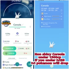 Corsola Galarian - under 1500CP - 3moveset Great League PVP GBL Tr-de