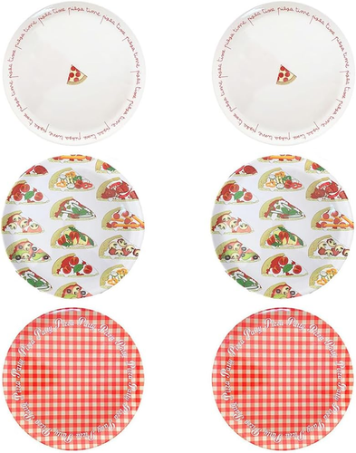 Set 6 Piatti Pizza Rotondi in Melamina, Diametro 33 Cm E Altezza 1,5 Cm, Piatto - Foto 7 di 12