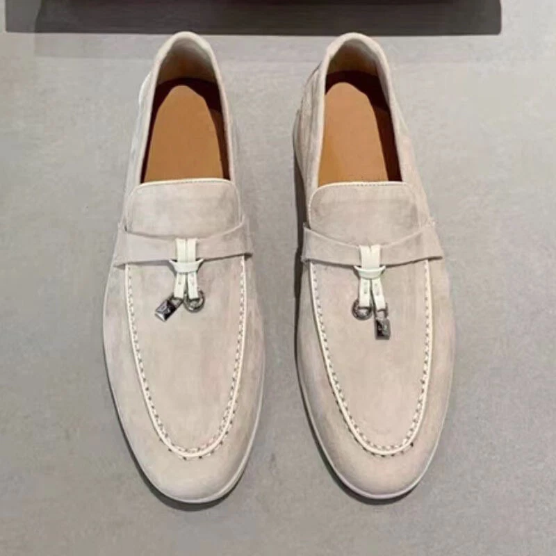 Mocassim estilo italiano masculino feminino couro camurça real sapatos baixos casuais - Imagem 4 de 4