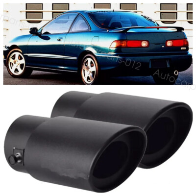 2PC Black Car Exhaust Pipe Tip Rear Tail Throat Muffler For Acura Integra LS