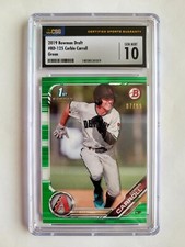 2019 TOPPS BOWMAN DRAFT GREEN CORBIN CARROLL RC! 7/99! CSG 10! 1/1! JERSEY #!