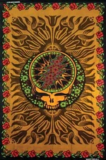 3D Grateful Dead Earth Tone Steal Your Face Tapestry Skull 'N Roses Sunshine Joy