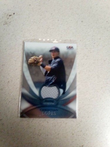 Christian Lopes 2010 Bowman Sterling USA Game Worn USA Jersey Card # Usar 7