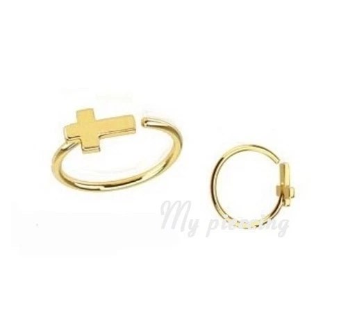 1pc. 20g 5/16" Cross IP 316L Surgical Steel Nose Ring Cartilage Tragus - Image 2 of 3