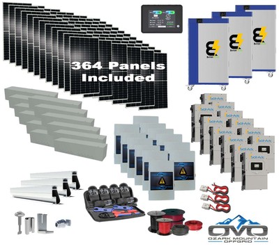 200KW Complete Offgrid Solar Kit + 12x 15K Sol-Ark Inverter + 3x 30KW Lithium Ko