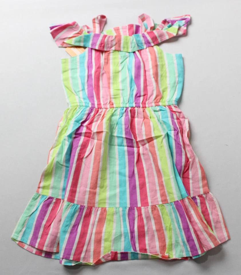 Vestido Gymboree para Niña Arco Iris Rayas Mezcla de Lino Hombro Descubierto CD4 Multi Talla 8 Foto 3 de 3