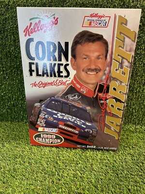VINTAGE DALE JARRETT NASCAR 1999 KELLOGG'S CORN FLAKES 75TH GOLD SIGNATURE