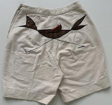 Vtg Novis Denne Rockabilly Linen Shorts Bird Patch Accent Unique