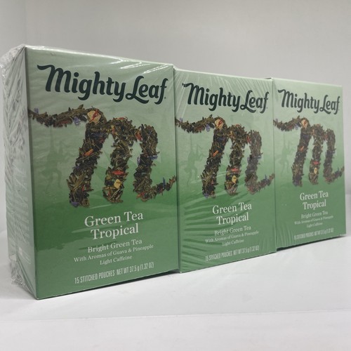3 Pack Boxes Mighty Leaf Tea Whole Leaf Tea Pouches Green Tea Tropical 45 Bags