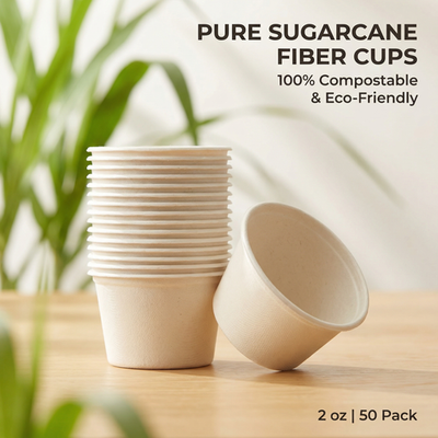 #ad 2 4 oz Compostable Cups Biodegradable Sugarcane Fiber 50 Pack by Green Earth $9.99