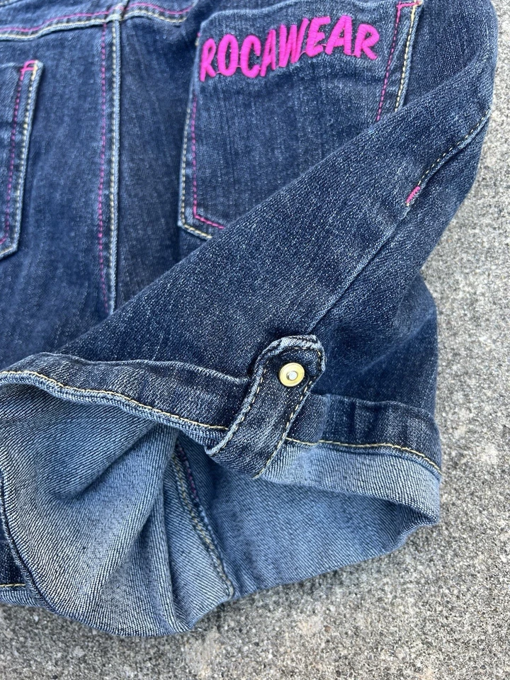 Pantalones Cortos Bordados Rocawear Años 2000 Vintage Niñas Y2K Talla 16/Mujeres 0-2 Foto 4 de 4