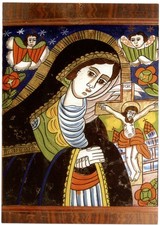 Romania Museum vintage art postcard Jesus Christ Mary Our Lady of Sorrows Easter