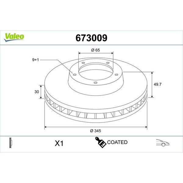 2X Valeo 673009 Bremsscheibe FüR Vw Skoda Audi Seat Superb Golf Passat Eos A3-image
