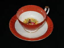 Aynsley Bone China Orange Orchard Fruit Cup & Saucer Set #2480 Signed D Jones