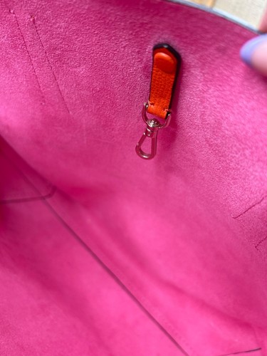 Kate Spade New York Orange Leather Tote Bag With Spade Logo & Pink Interior - Picture 7 of 16