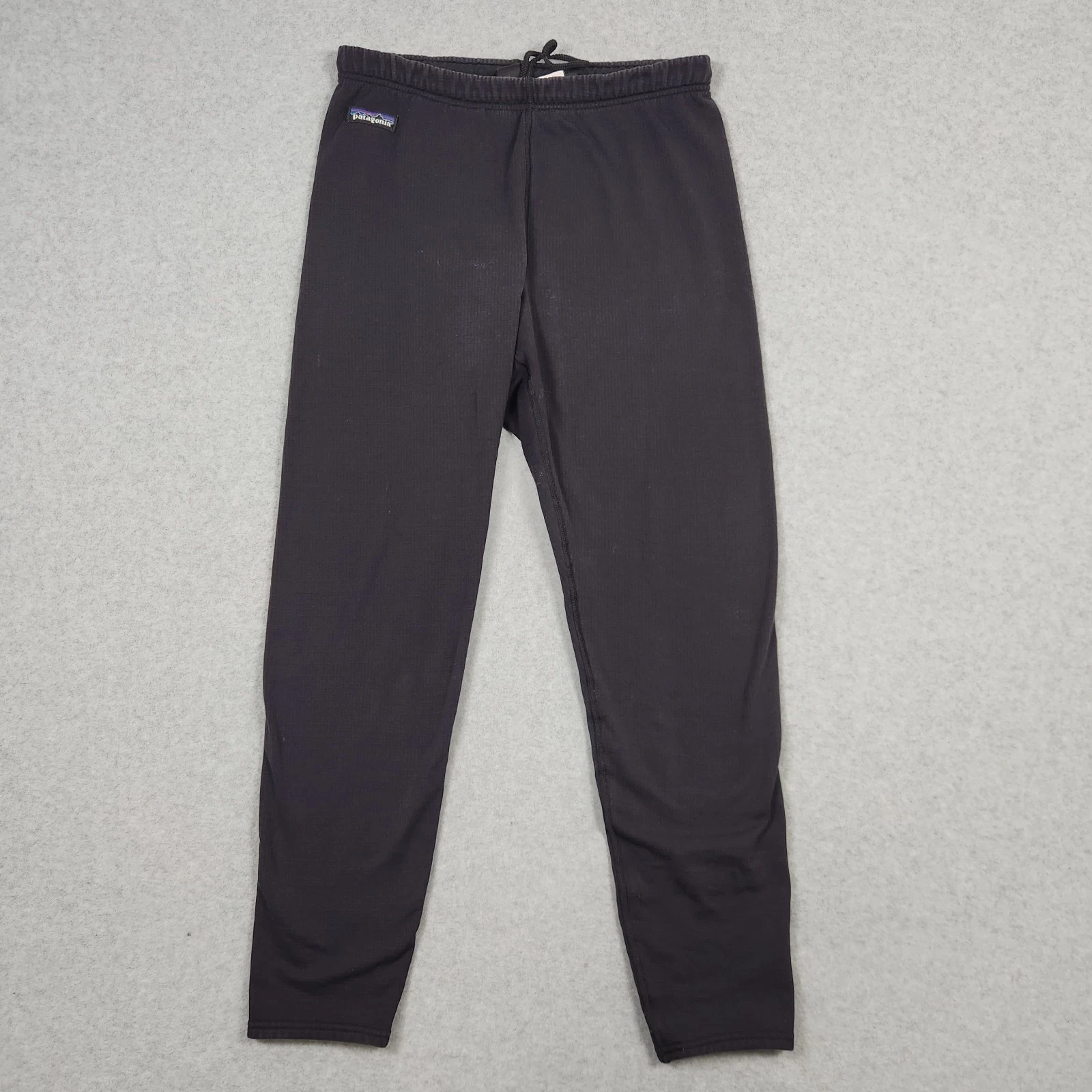 Vintage Patagonia Thermal Pants Womens Large Black Polartec Grid Fleece USA Made
