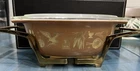 VINTAGE 1962 Early American PYREX CASSEROLE DISH W/ LID & RACK HOLDER Brown Gold