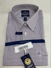 Stafford Mens Travel Comfort Stretch Fitted Graph Check Dress Shirt 17 32-33 NWT