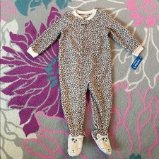 Carters Fleece Leopard Print One Piece Footed Pajama New With Tags Size 2T