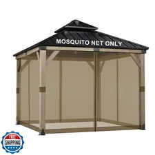 BPS 12' x 12' Gazebo Universal Mosquito Netting Screen Replacement, 4-Panel S