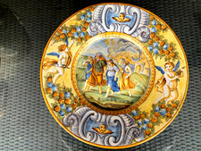 ANQ 16 CENTURY (1550-60) ROMAN ITALIAN HAND MADE PAINTED TIN GLAZED PLATE 15.4"D