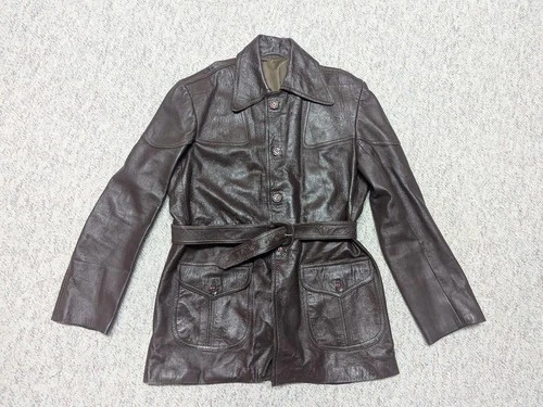 vintage 1970s soft leather BELTED trenchcoat 38 brown SHERLOCK jacket S video thumbnail