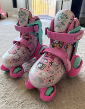 Hello Kitty Girls Youth Quad Roller Skates Pink/Teal 4-Wheel Adjustable Strap