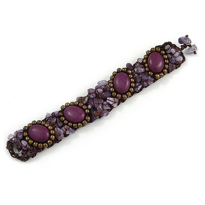 Kleines handgefertigtes Halbedelstein, Keramik Stein gewebtes Armband - 15 cm lang