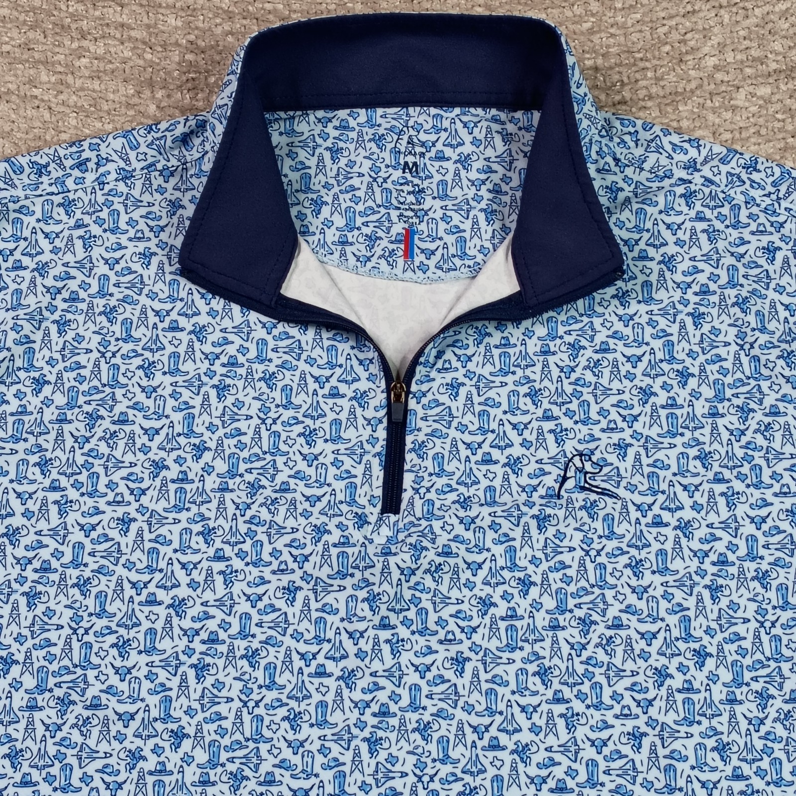 Rhoback Performance Q-Zip Pullover Medium Blue Te… - image 1