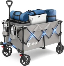 Collapsible Foldable Wagon with 330Lbs Weight Capacity, Heavy Duty Folding Wagon