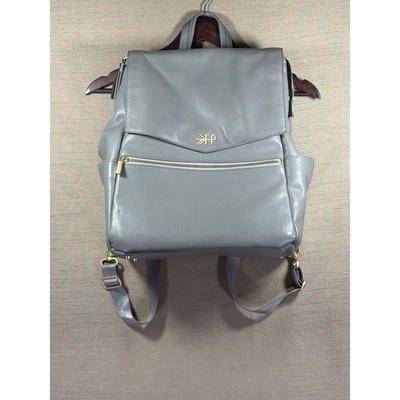 Freshly Picked Classic Diaper Bag Stone Gray Vegan Leather Backpack with Pad