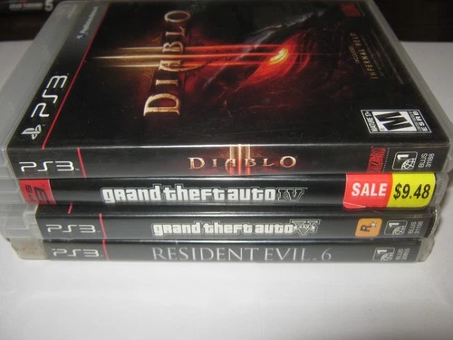 Sony Playstation 3 Video Game Bundle Lot PS3 - GTA IV and V -  Resident Evil 6
