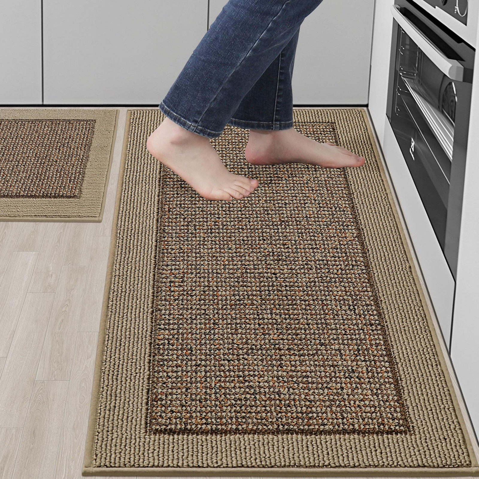 Non-Slip Kitchen Rugs Set of 2 Absorbent Floor Mats for Home