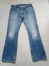 Levi's 527 Mens Jeans Bootcut Distressed Big E Blue Washed Premium Denim W34 L34