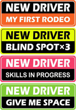 New Driver Magnetic Stickers 4PCS Reflective Reusable Car Signs Warning Bumper