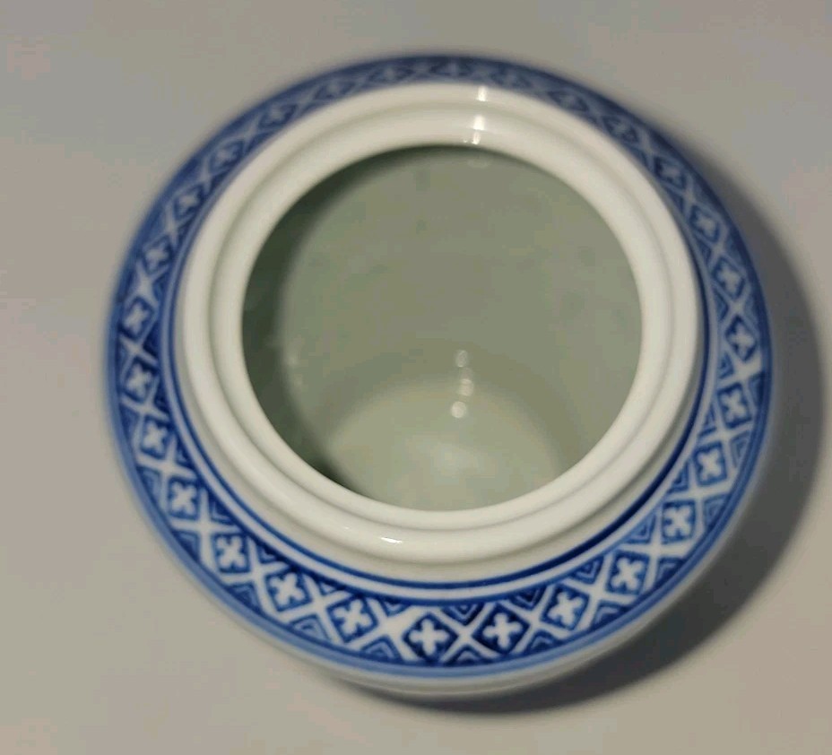 Vintage Rice Grain Pattern Blue Floral Tea Set