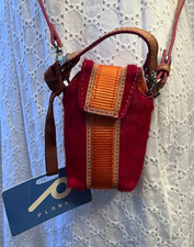 Plank Bag, inhale,exhale,enjoy Cigarette Bag, Deep Red Fur w/ Leather Trim, New